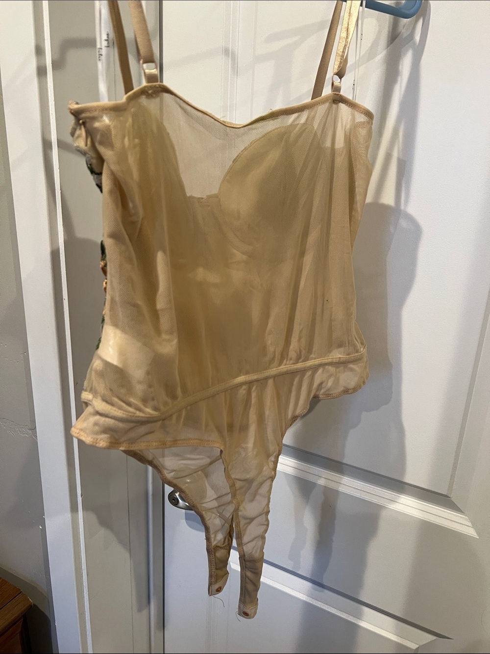Lulu's Beige Floral Embroidered Bustier Bodysuit - Picture 6 of 8